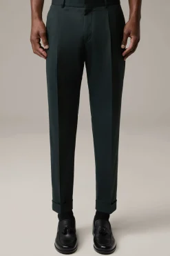 Strellson Hosen-Baukasten-Bundfaltenhose Luis, dunkelgrün meliert