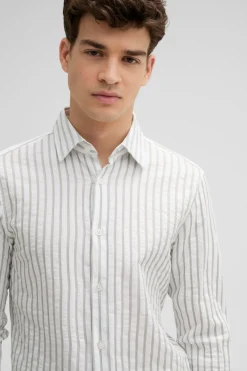 Strellson Hemden-Baumwoll-Hemd Stan, hellgr&uuml;n gestreift