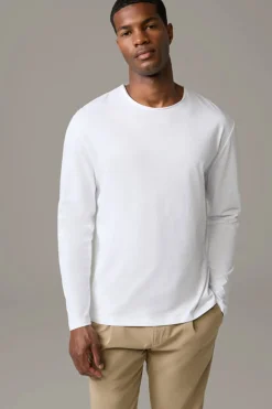 Strellson Tshirts & Sweats-Baumwoll-Longsleeve Tyler, wei&szlig;