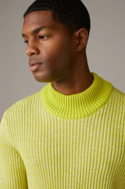 Strellson Strick-Baumwoll-Pullover Adrian, hellgelb meliert