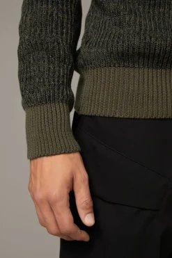 Strellson Strick-Baumwoll-Pullover Adrian, schwarz/grün meliert