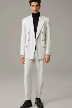 Strellson Hosen-Bundfaltenhose Lois, offwhite meliert