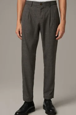 Strellson Hosen-Bundfaltenhose Lou, braun kariert