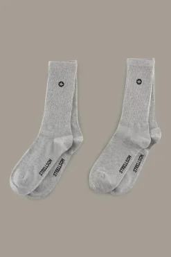 Strellson Socken-2er Pack Soft Cotton Socken, hellgrau meliert