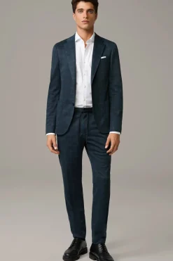 Strellson Hosen-Flex Cross Baumwoll-Mix-Chino Saturn, dunkelblau kariert