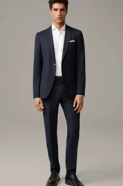 Strellson Anzüge-Flex Cross Schurwoll-Mix-Anzug Caleb-Madden, navy strukturiert