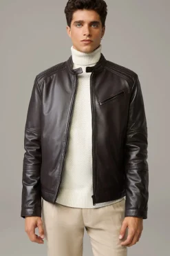 Strellson Jacken|Lederjacken-Gefütterte Biker-Lederjacke Wells,