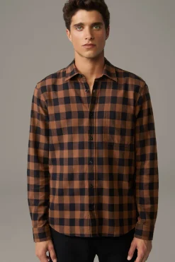 Strellson Hemden-Hemd Cartoon, braun/navy kariert