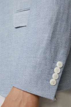 Strellson Sakkos-Leine-Mix Sakko Acon, hellblau strukturiert