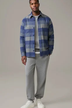 Strellson Jacken|Hemden-Overshirt Nalon, blau/hellgrau kariert