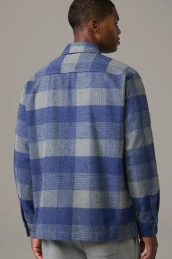 Strellson Jacken|Hemden-Overshirt Nalon, blau/hellgrau kariert
