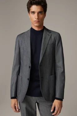 Strellson Sakkos-Schurwoll-Mix Baukasten-Sakko Acon, blau meliert