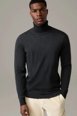 Strellson Strick-Schurwoll-Rollkragenpullover Marek, grau