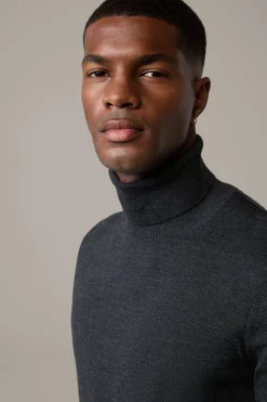 Strellson Strick-Schurwoll-Rollkragenpullover Marek, grau