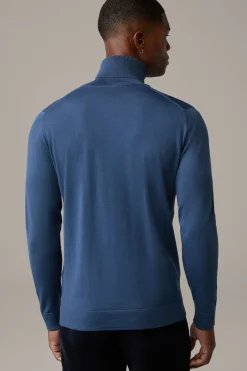 Strellson Strick-Schurwoll-Rollkragenpullover Marek, blau