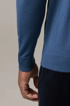 Strellson Strick-Schurwoll-Rollkragenpullover Marek, blau