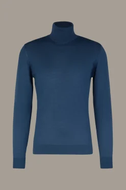 Strellson Strick-Schurwoll-Rollkragenpullover Marek, blau