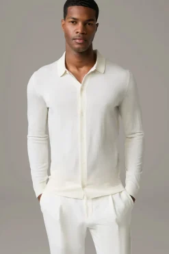 Strellson Strick-Schurwoll-Strickjacke Marek, creme