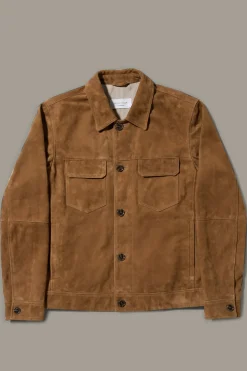 Strellson Jacken|Lederjacken-Velours-Lederjacke Caster X Moritz Taylor, dunkelbeige