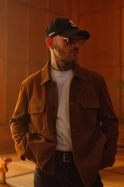 Strellson Jacken|Lederjacken-Velours-Lederjacke Caster X Moritz Taylor, dunkelbeige