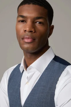 Strellson Westen|Sakkos-Weste Ves, blau strukturiert